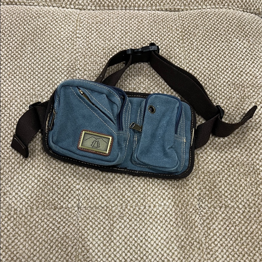 Blue Canvas Crossbody Bag